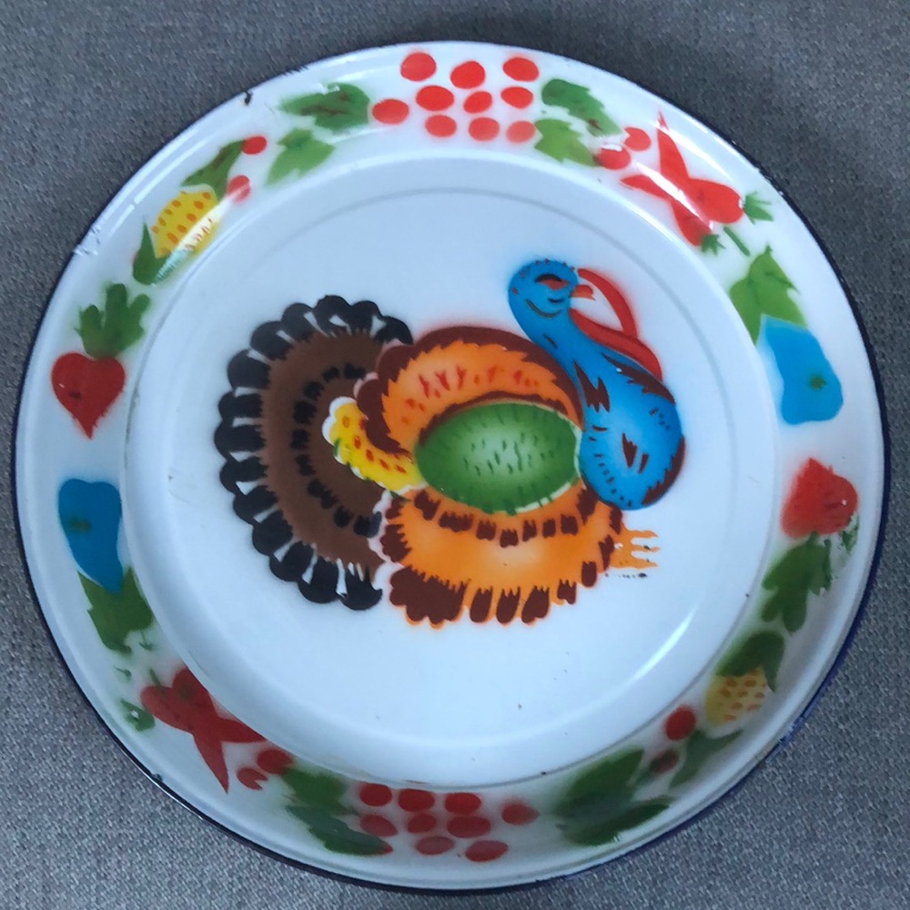 Turkey enamelware handpainted decorative tray